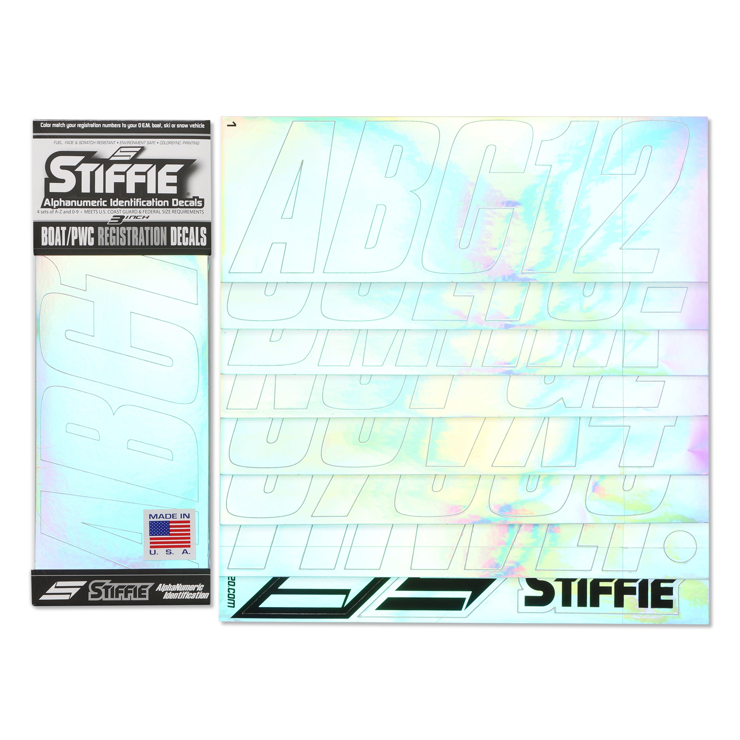 STIFFIE Shift Chrome 3" ID Kit Alpha-Numeric Registration Identification Numbers Stickers Decals for Boats & Personal Watercraft