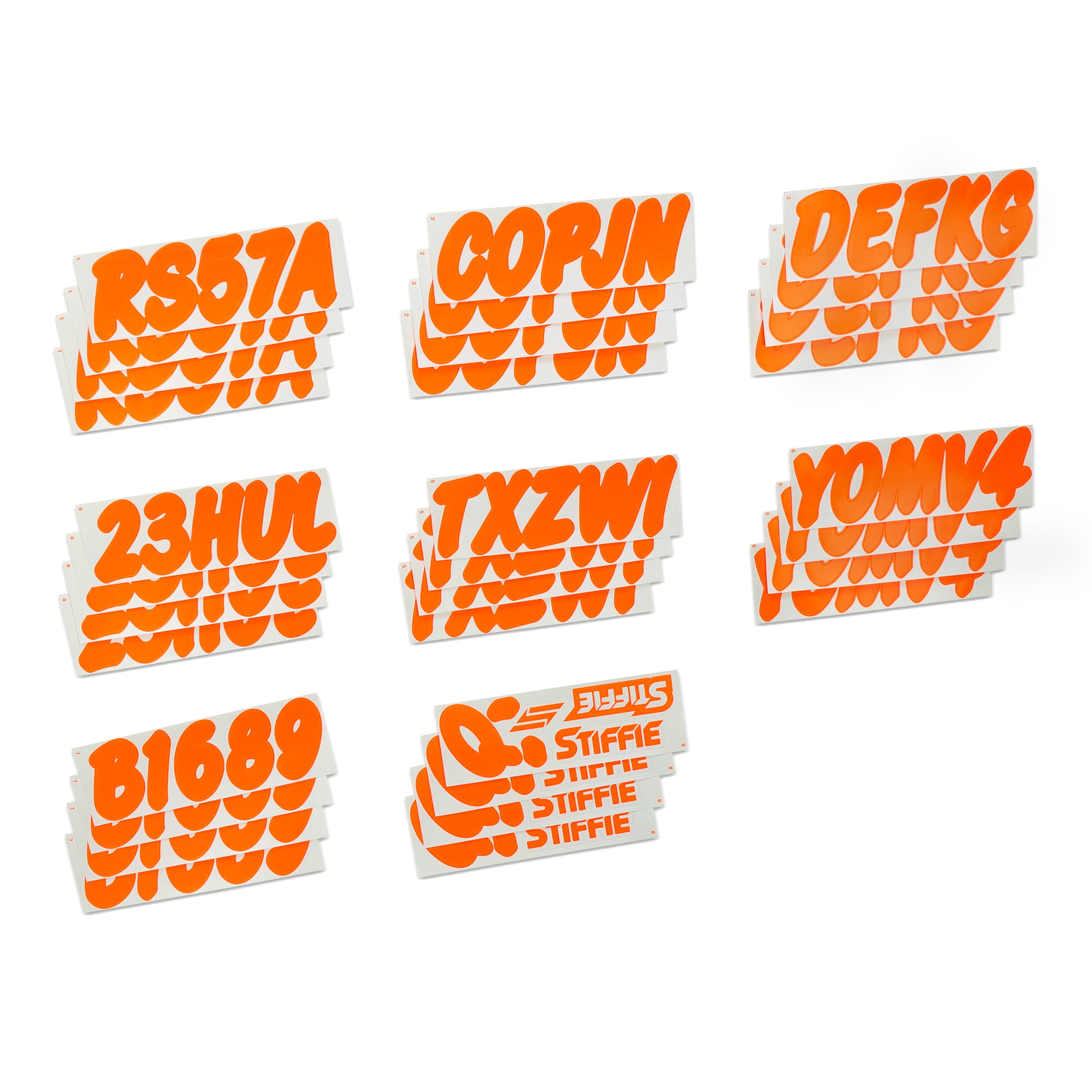 STIFFIE Whip-One Electric Orange 3" Alpha-Numeric Registration Identification Numbers Stickers Decals for Boats & Personal Watercraft