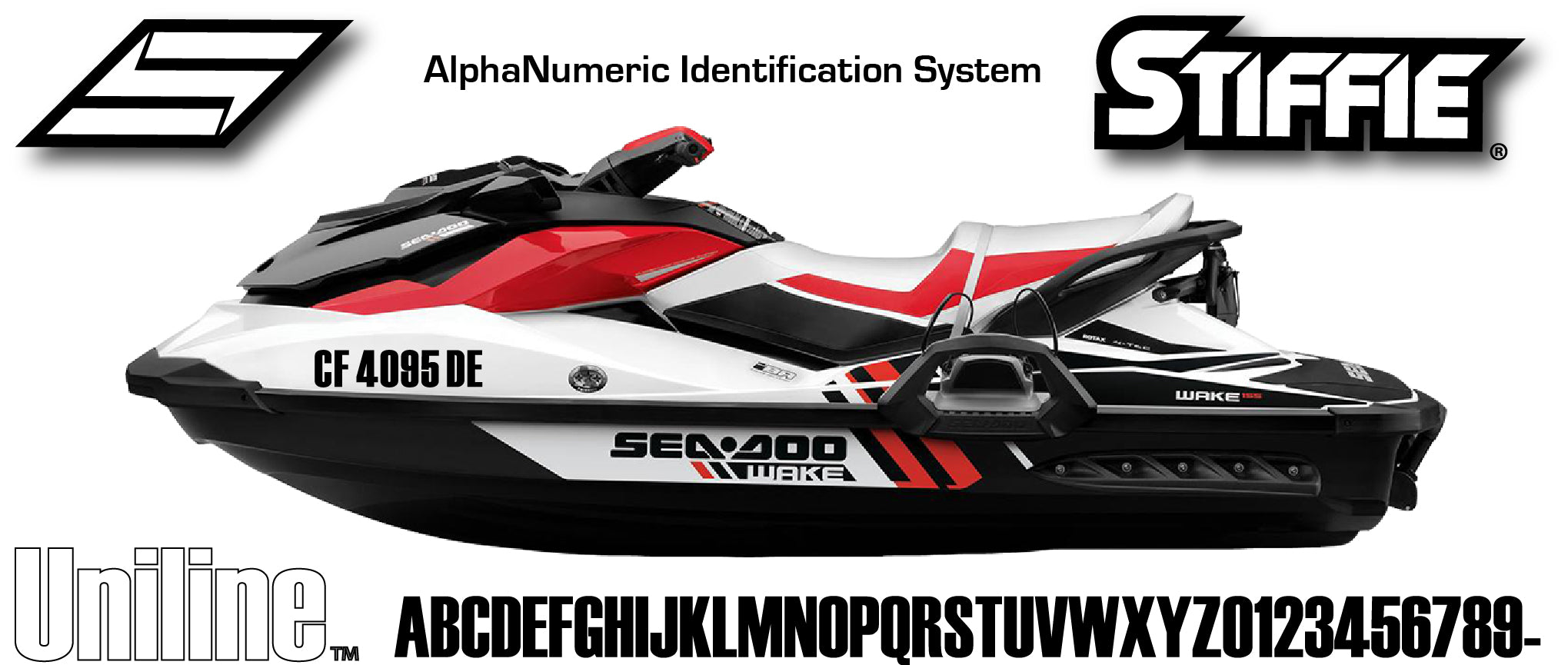 STIFFIE Uniline Gold Rush 3" ID Kit Alpha-Numeric Registration Identification Numbers Stickers Decals for Boats & Personal Watercraft