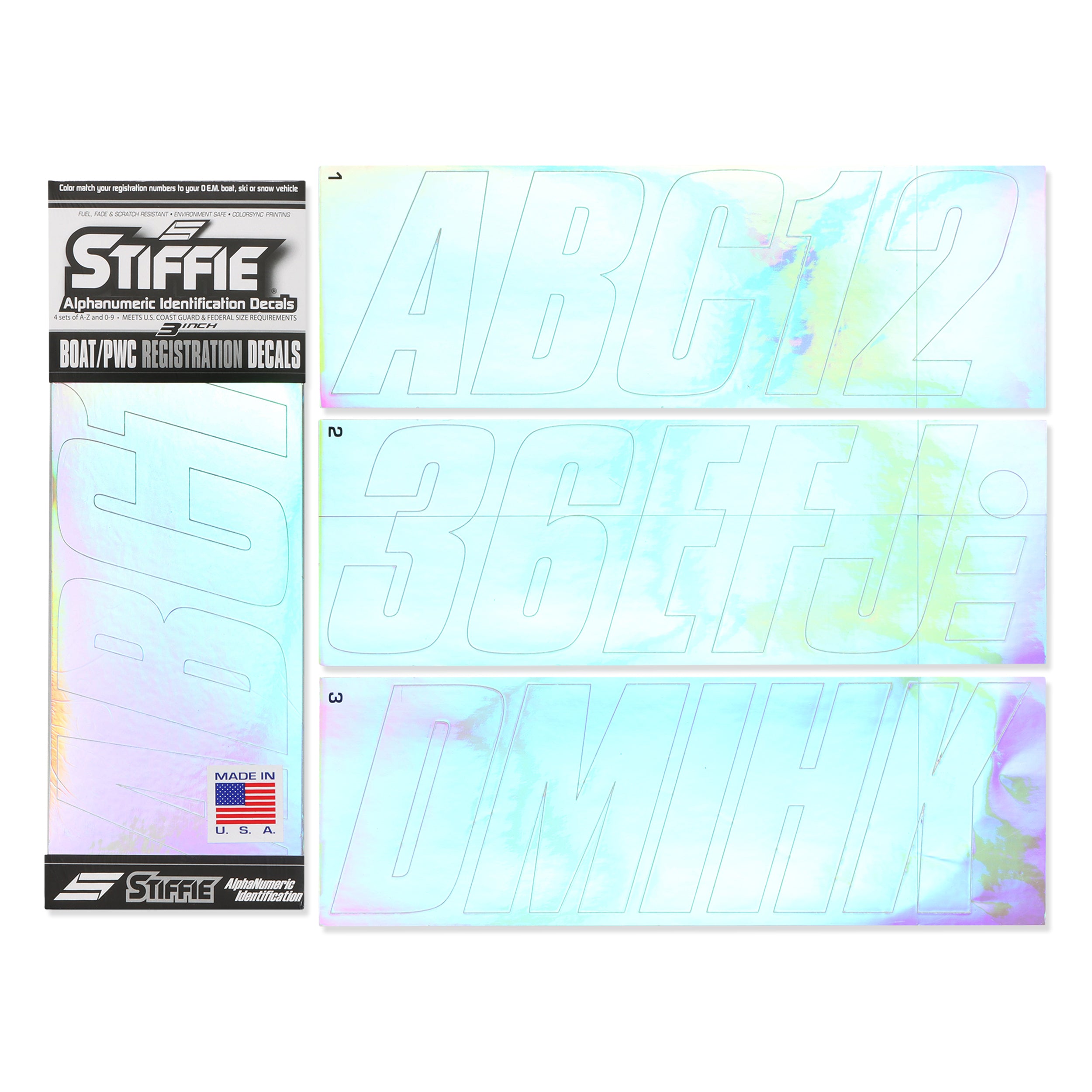STIFFIE Shift Chrome 3" ID Kit Alpha-Numeric Registration Identification Numbers Stickers Decals for Boats & Personal Watercraft