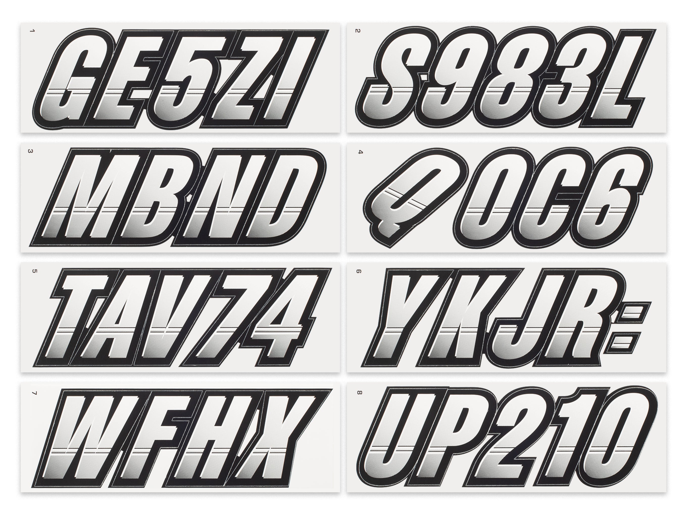 STIFFIE Techtron White/Black 3” Boat & PWC Registration Decals • Numbe