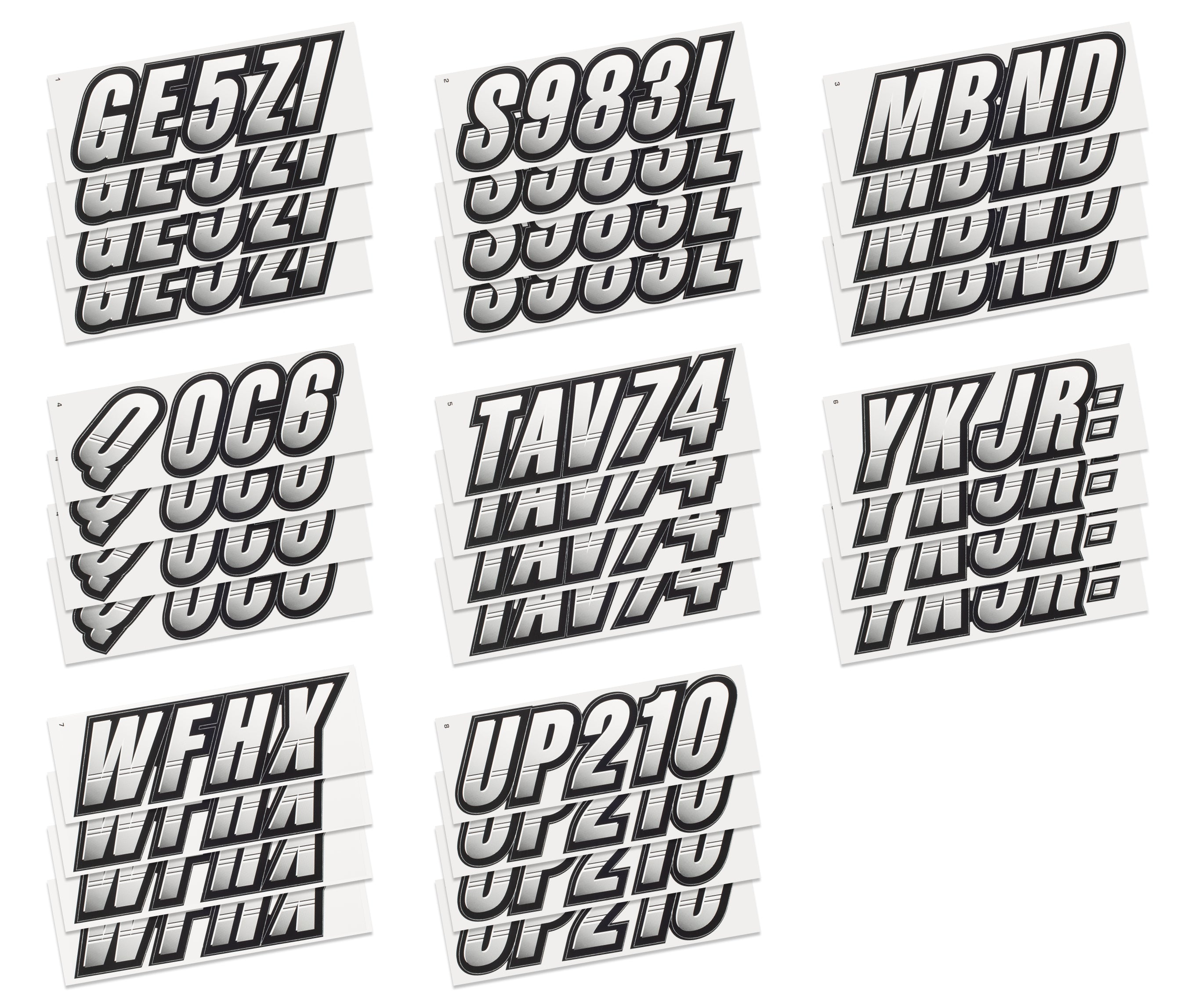 Atv Letters STIFFIE Techtron White/Black 3” Boat & PWC Registration Decals • Numbe