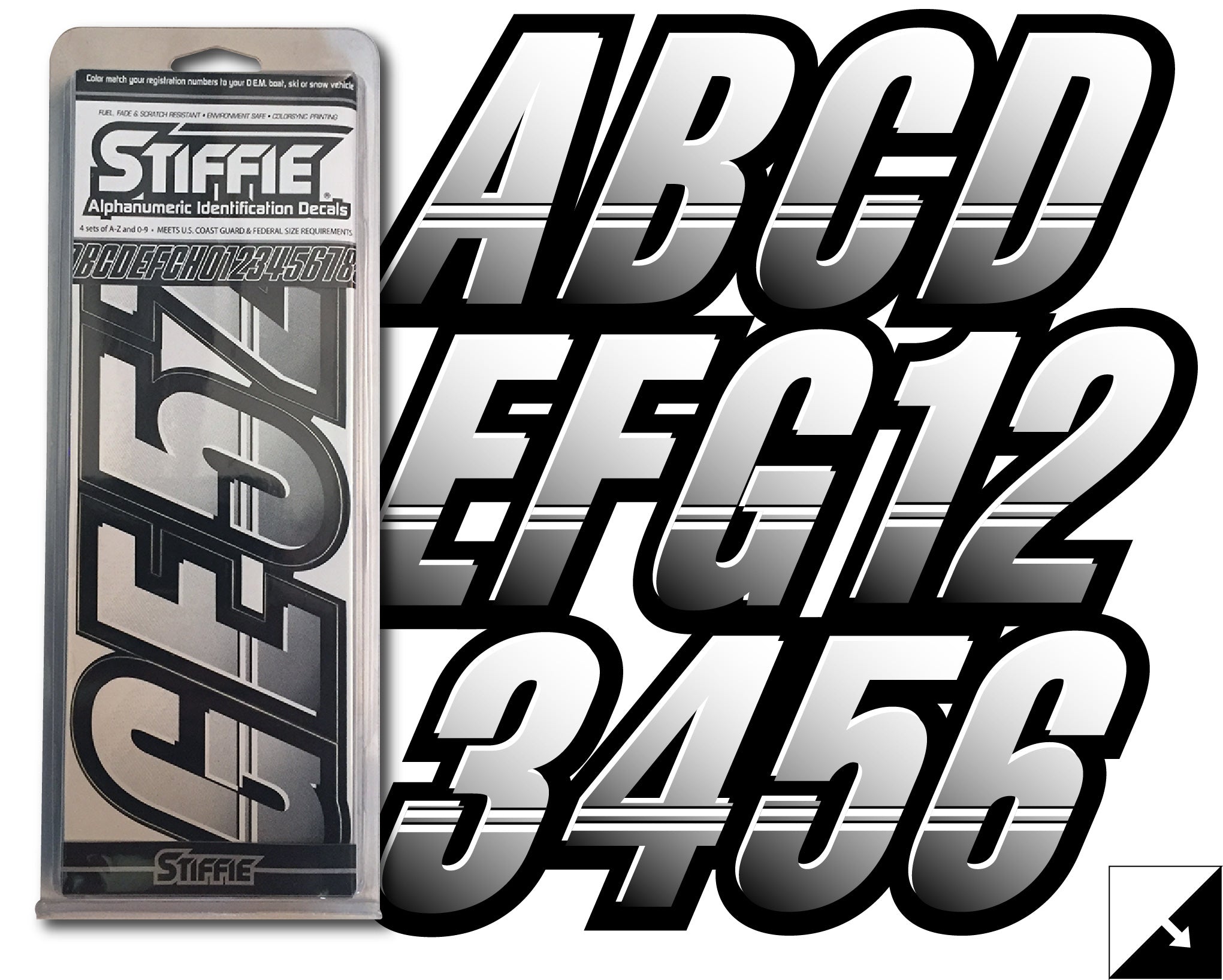 Atv Letters STIFFIE Techtron White/Black 3” Boat & PWC Registration Decals • Numbe