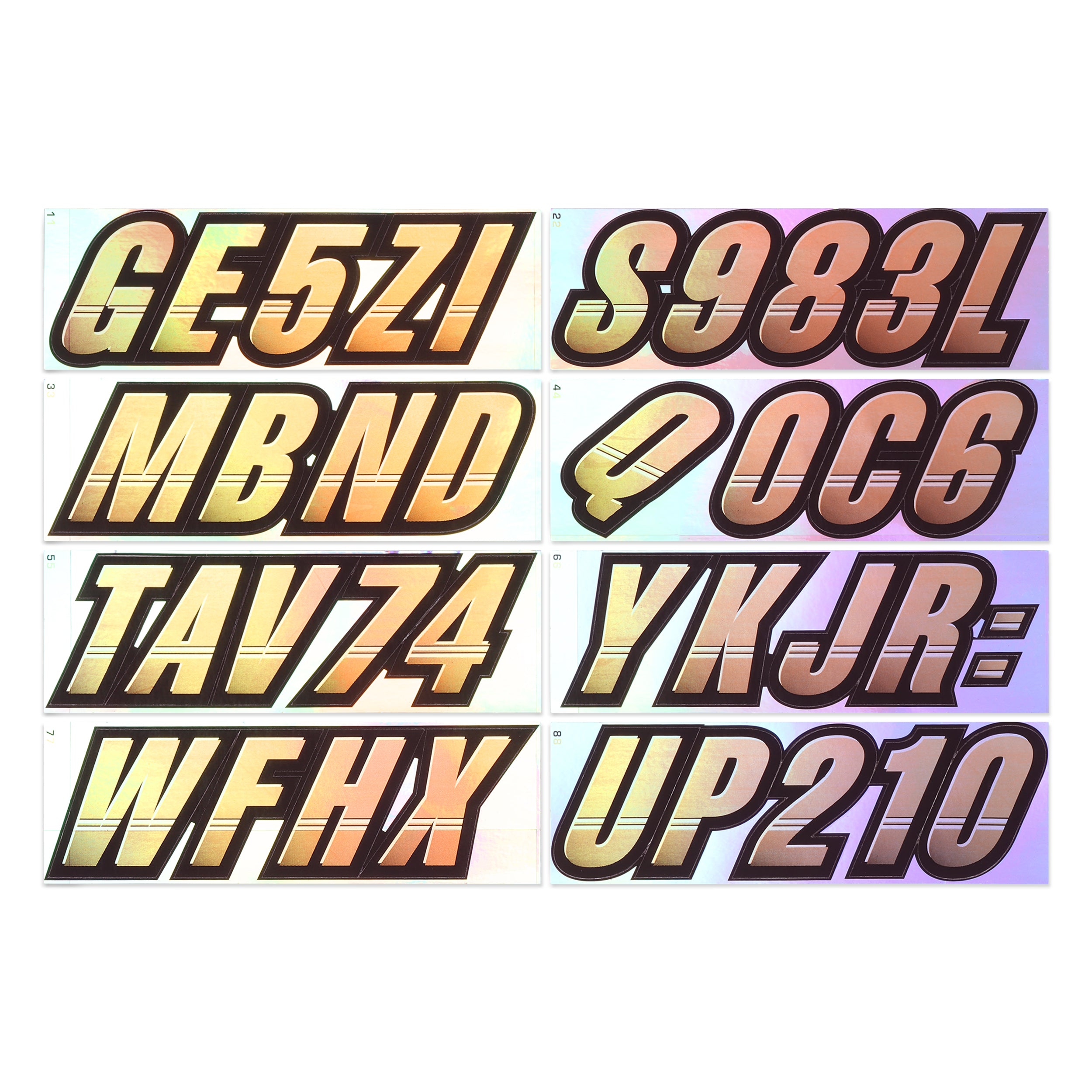 Atv Letters STIFFIE Techtron Reflective Gold/Black 3” Boat & PWC Registration Deca