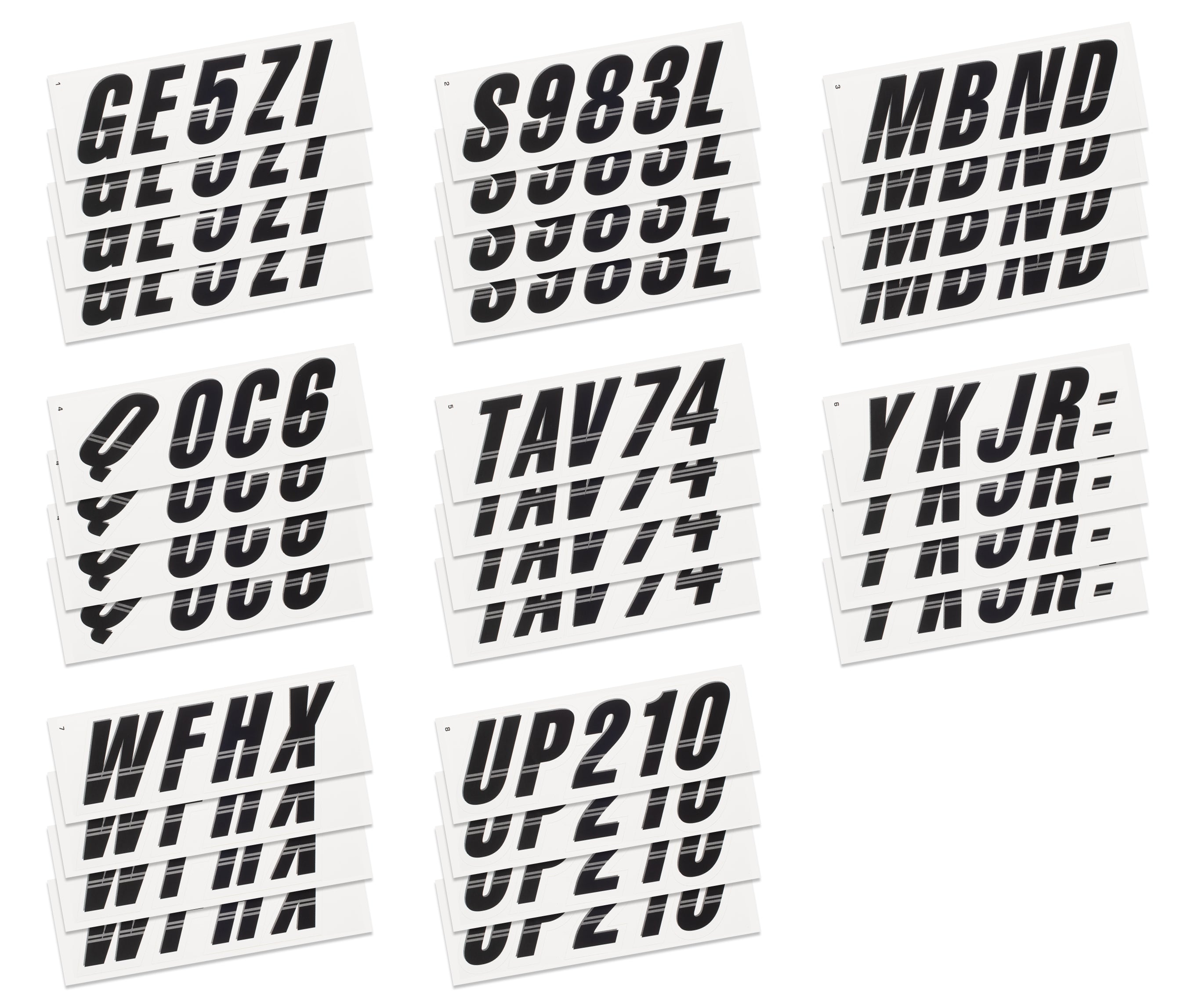 STIFFIE Techtron Black/White 3” Boat & PWC Registration Decals • Numbe