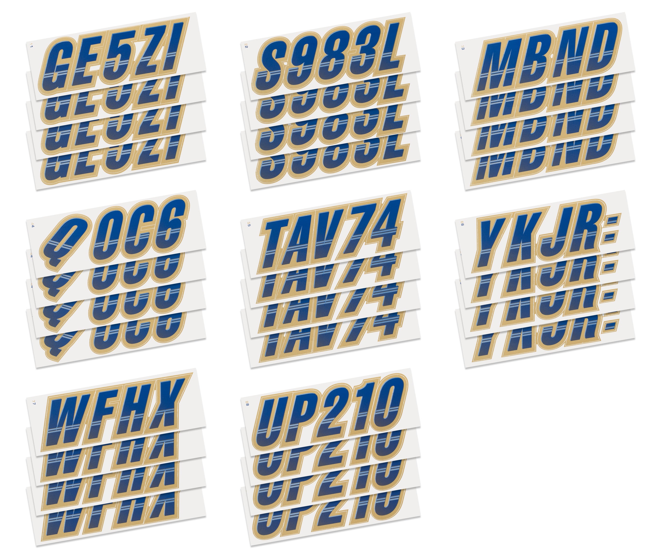 Stiffie Techtron TT62 Boat PWC Registration Decal – Sky Blue / Navy Letter & Number Set