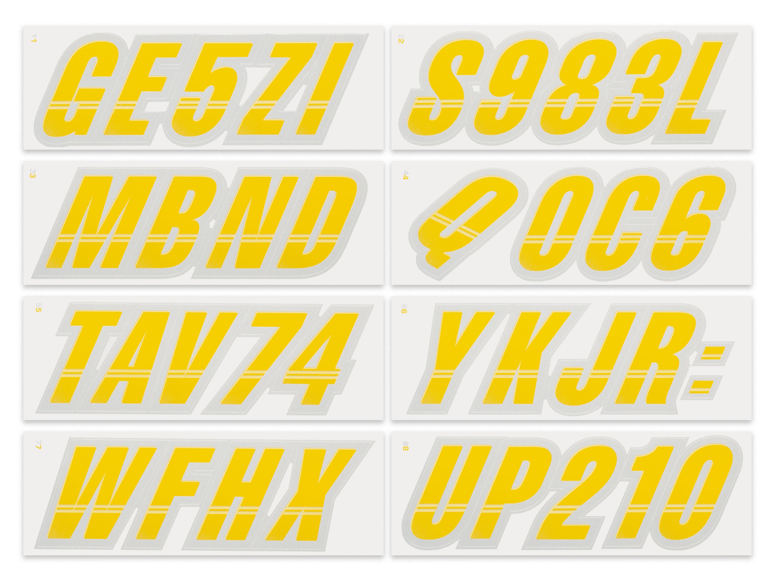 Atv Letters STIFFIE Techtron Yellow/Silver 3” Boat & PWC Registration Decals • Num