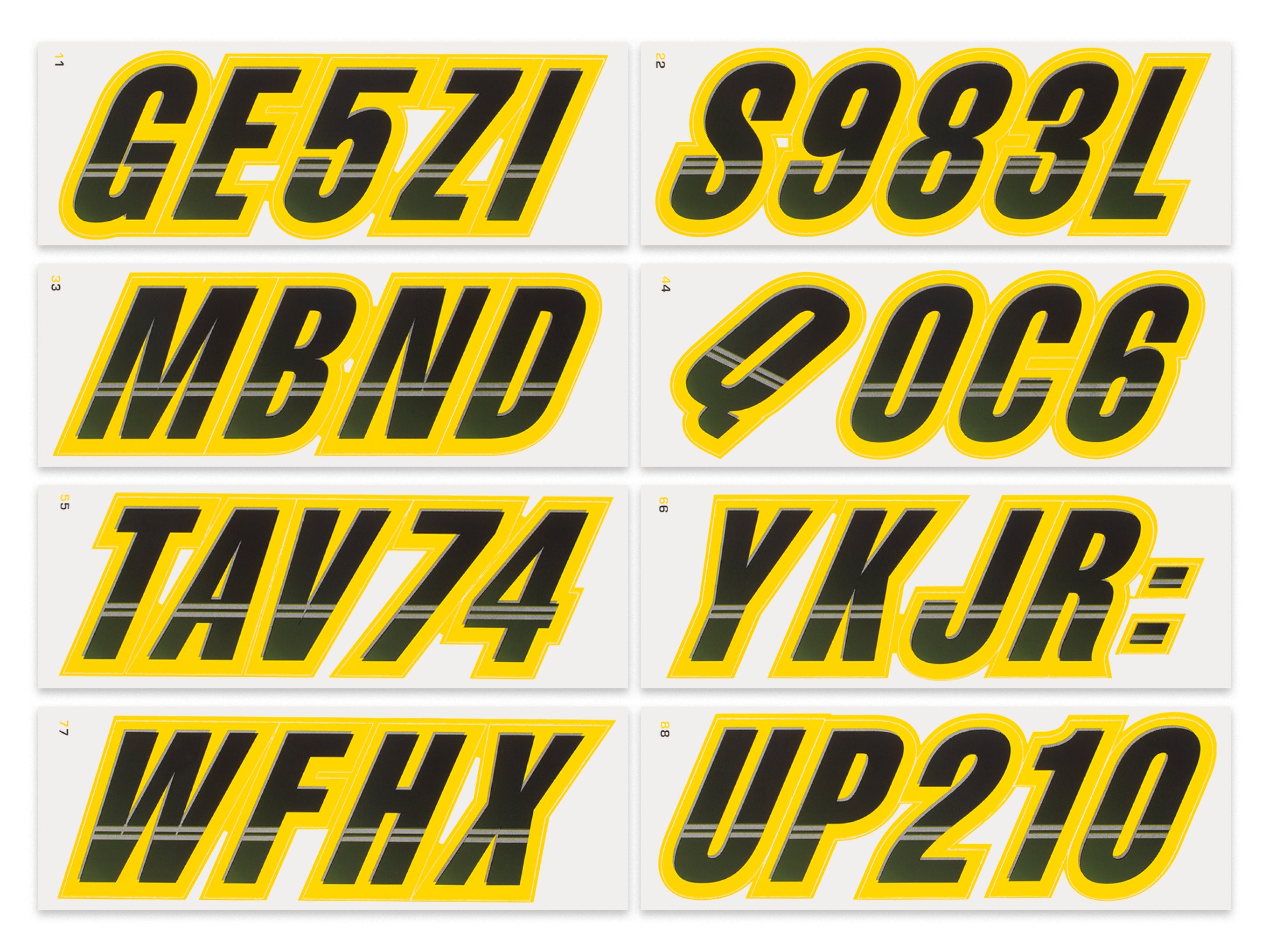Atv Letters STIFFIE Techtron Black/Yellow 3” Boat & PWC Registration Decals • Numb
