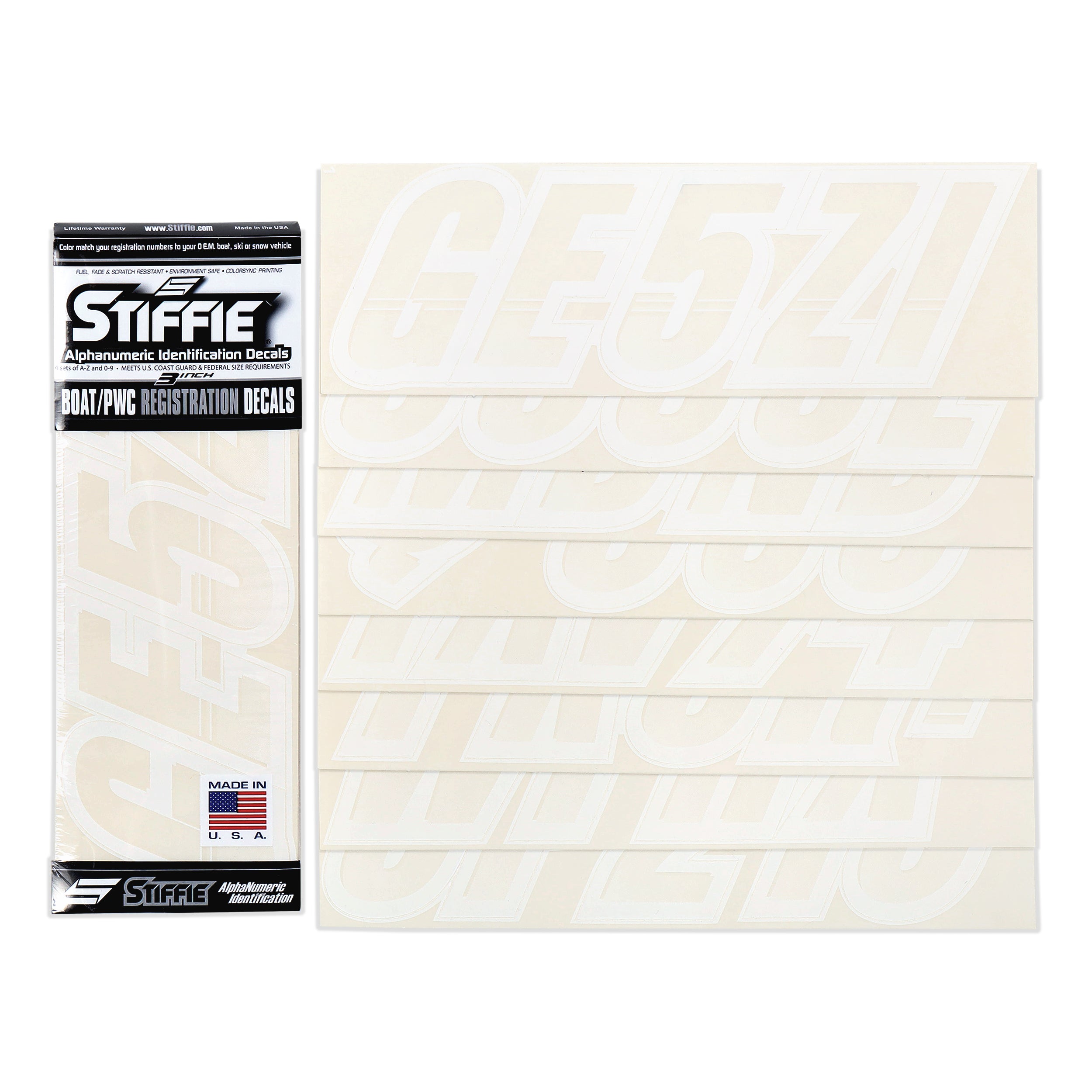Transparent Registration Sticker STIFFIE Techtron Transparent Clear/White 3” Boat & PWC Registration De