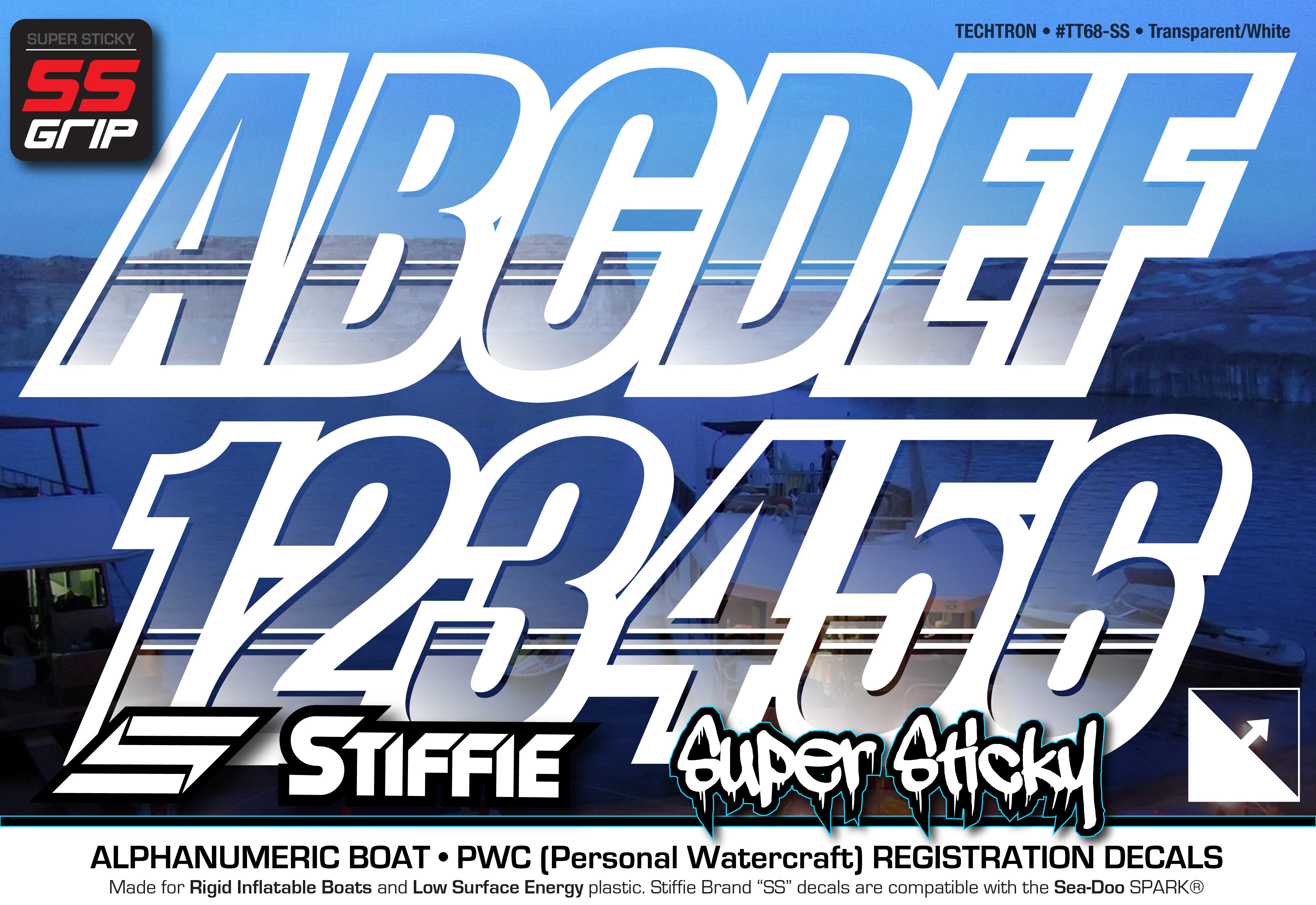 Transparent Registration Sticker STIFFIE Techtron Transparent Clear/White 3” Boat & PWC Registration De