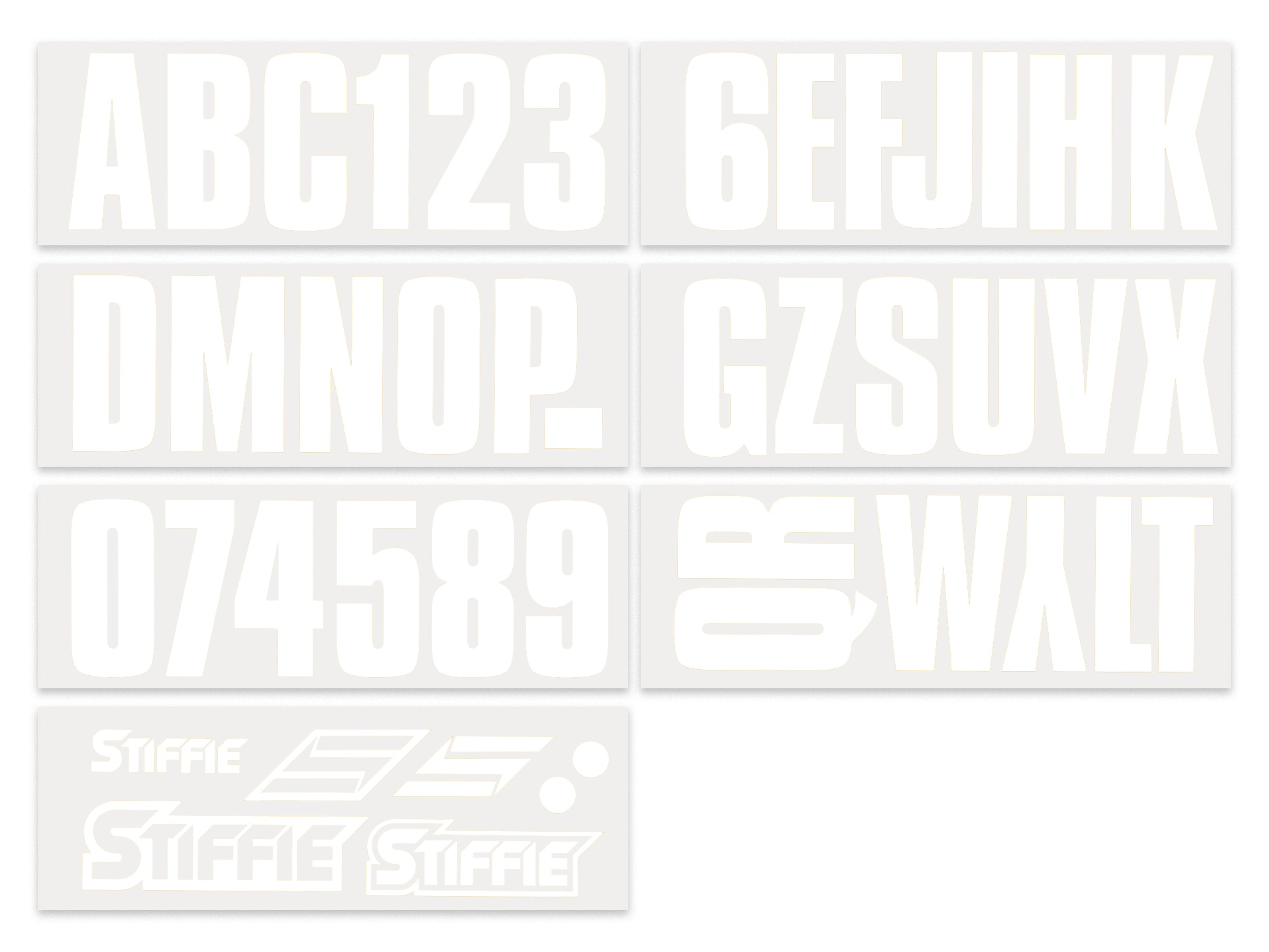 STIFFIE Uniline White 3" ID Kit Alpha-Numeric Registration Identification Numbers Stickers Decals for Boats & Personal Watercraft