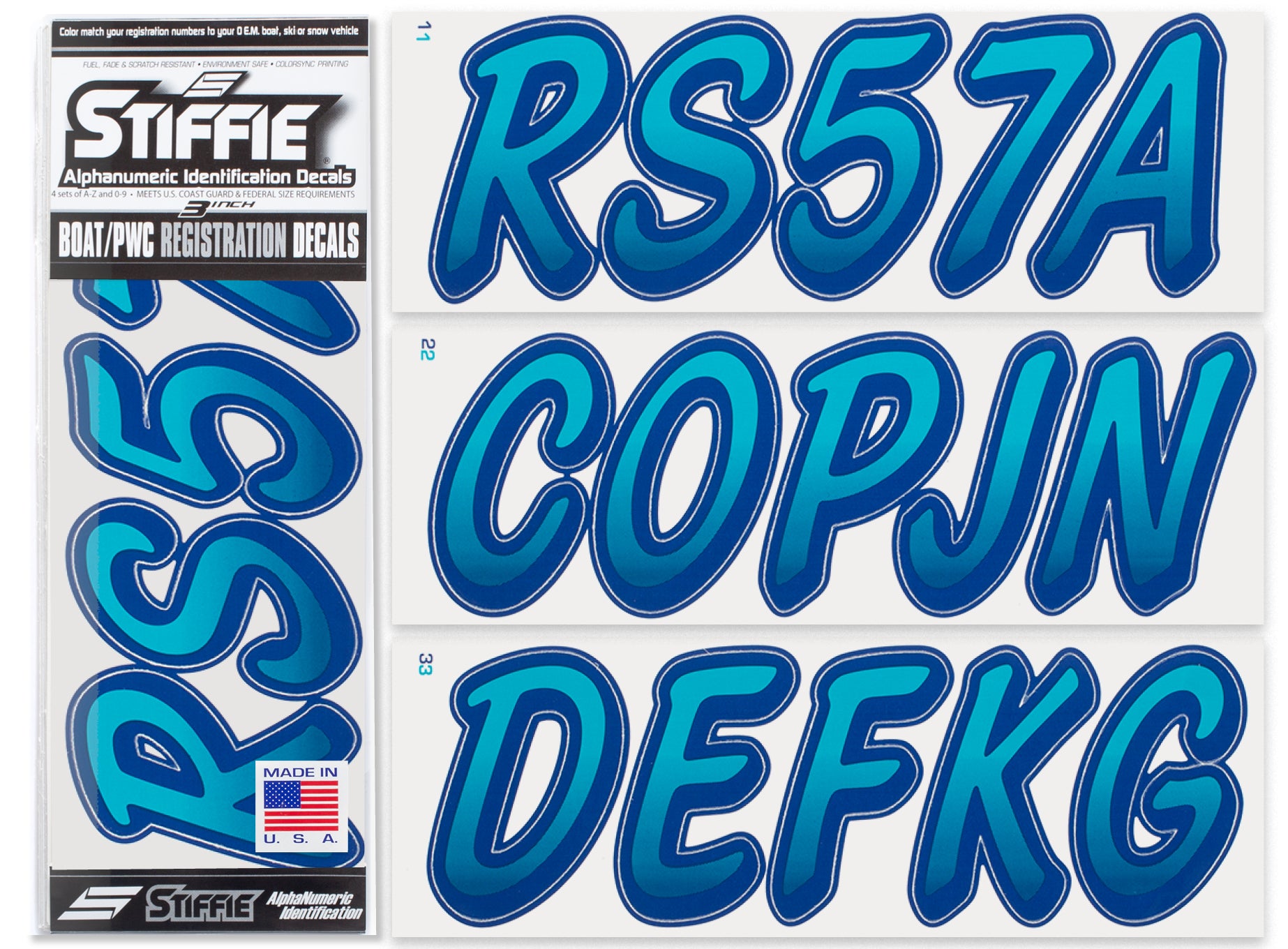 Atv Letters STIFFIE Whipline Aqua/Navy 3