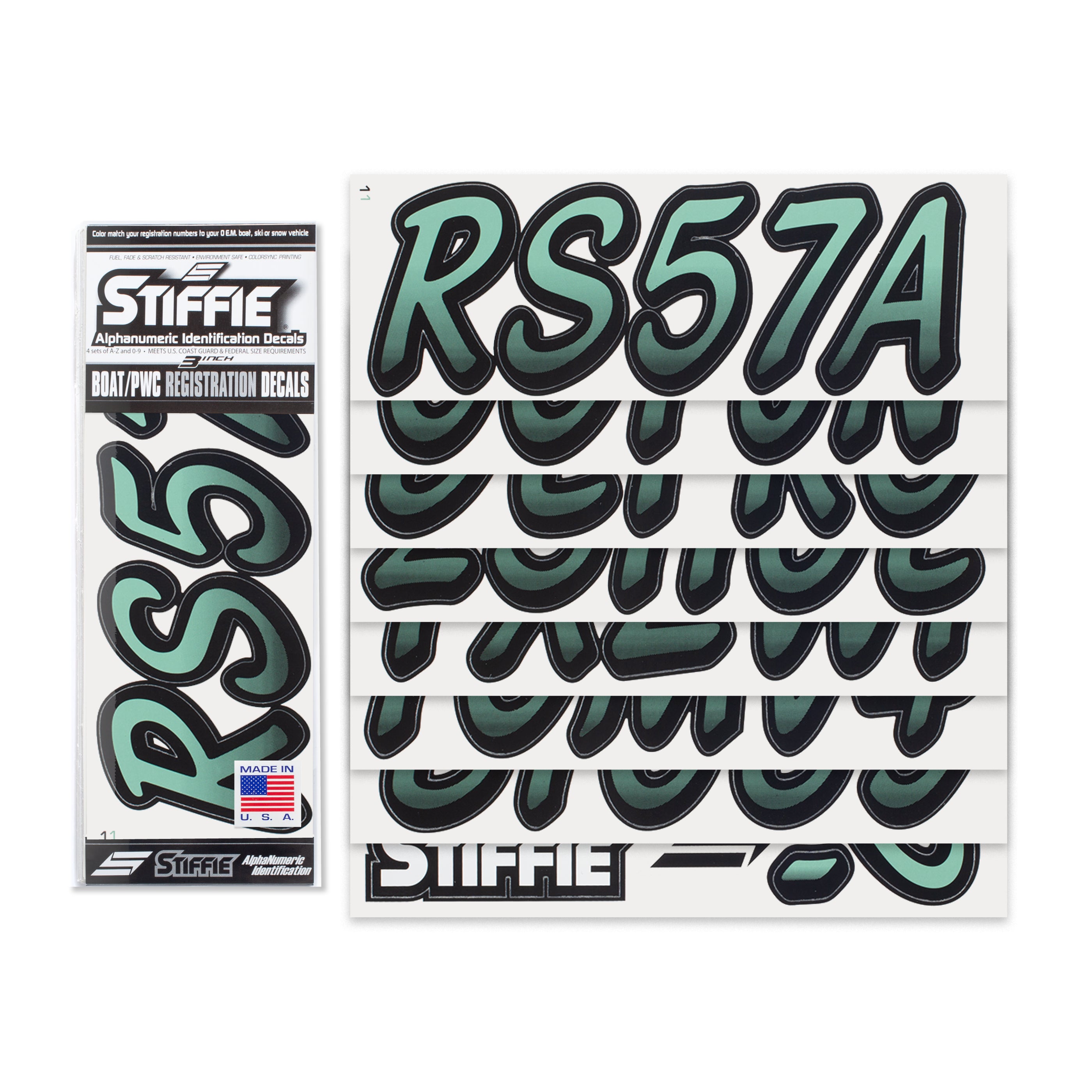 STIFFIE Whipline Cozumel/Black 3" Boat & PWC Registration Decals • Numbers Letters Stickers